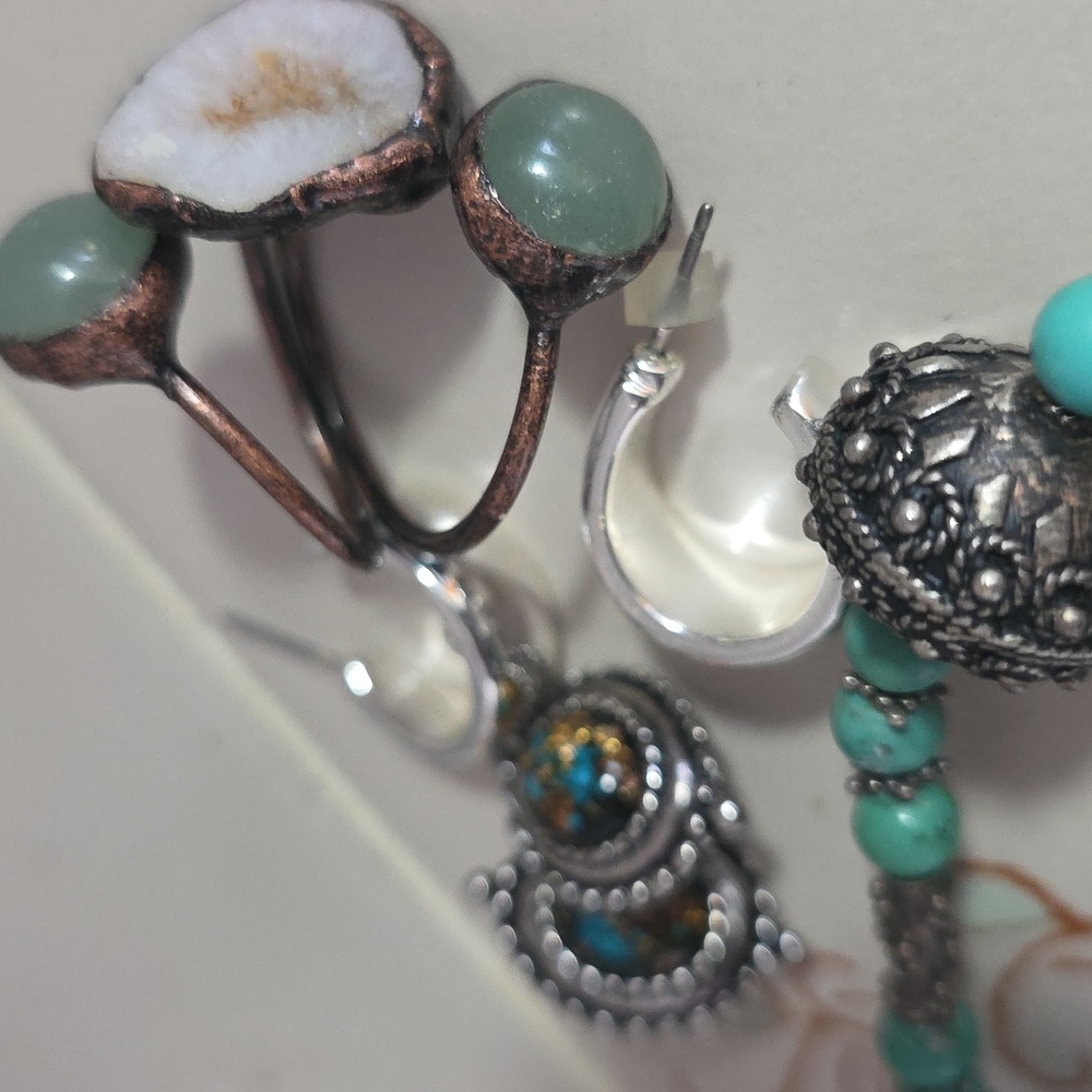 Set 9.40 Sterling Hallmarked Earrings And Artisan Wear 2 Ways Necklace x4 - Picture 11 of 17